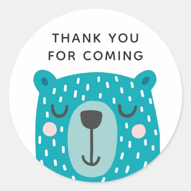 Sticker Rond Ours bleu. Beau animal. Anniversaire de enfant mer (Devant)