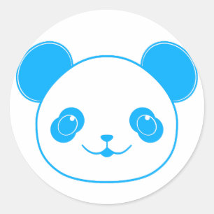 Sticker Rond Ours bleu Kawaii Panda