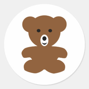 Sticker Rond ours brun teddy - mignon