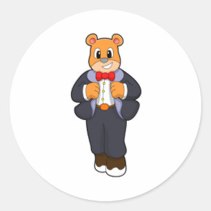 Sticker Rond Ours comme chambre avec costume