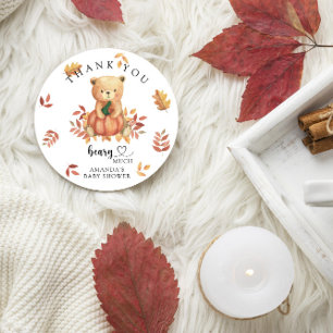 Sticker Rond Ours d'automne - très ours - merci