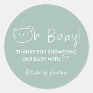 Sticker Rond Ours de bébé et Baby shower de Merci du coeur