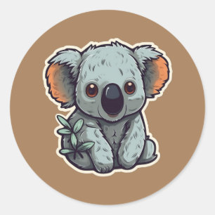 STICKER ROND OURS DE CARTOON KOALA