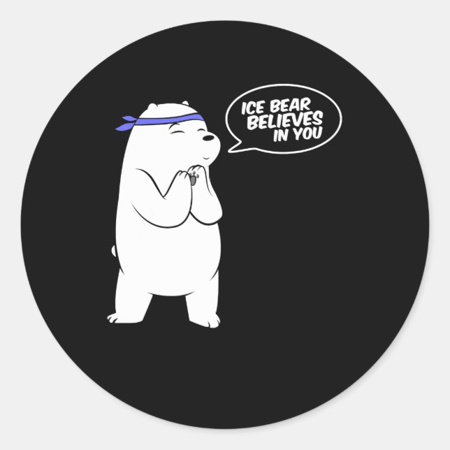 Sticker Rond Ours De Glace Croit En Vous Ours Polaire Lover (Devant)