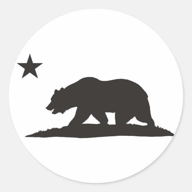 Sticker Rond Ours de la Californie - Noir (Devant)