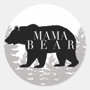 Sticker Rond Ours de Mama Forêt Rustique   BABY SHOWER