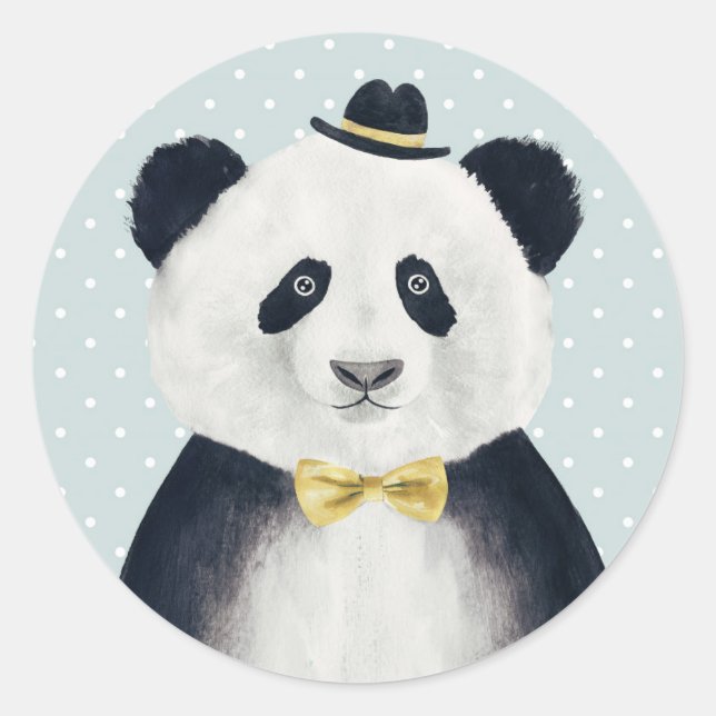 Sticker Rond Ours de panda aquarelle (Devant)