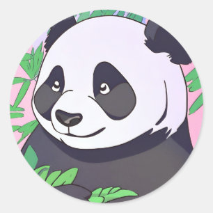 Sticker Rond Ours de panda Enfants Cute tropical doux animal dr