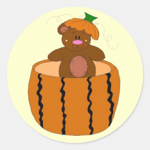 Sticker Rond Ours de patchs citrouille