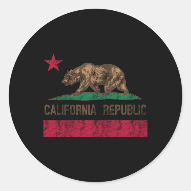 Sticker Rond Ours drapeau de la République de Californie (Devant)