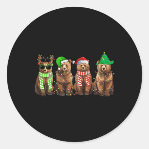 Sticker Rond Ours drôle Noël Lumière Ours Ours Ours Ours Ours O