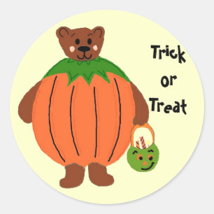 Sticker Rond Ours en citrouille