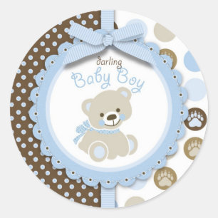 Sticker rond ours en peluche