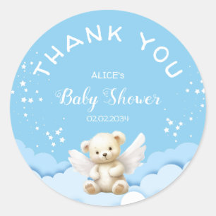 Sticker Rond Ours en peluche Angel avec étoiles jumelées Bébé B