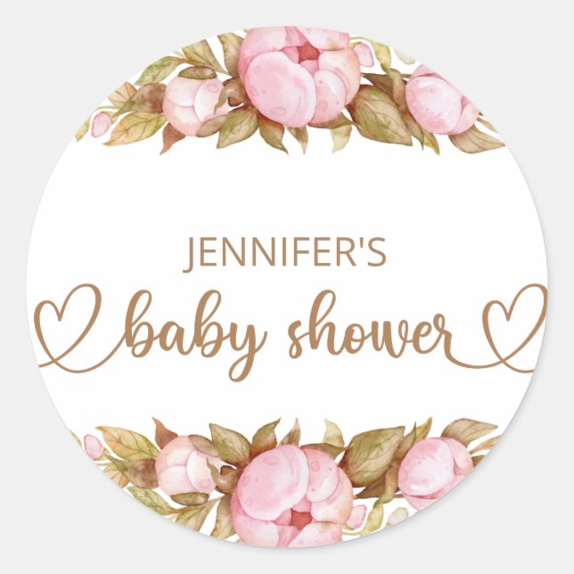 Sticker Rond Ours en peluche Bébé Ours Baby shower Floral (Devant)