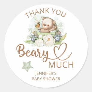 Sticker Rond ours en peluche bébé ours Merci béary beaucoup Cla