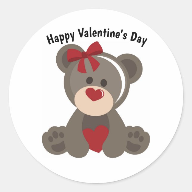 Sticker Rond Ours en peluche de la Saint-Valentin (Devant)