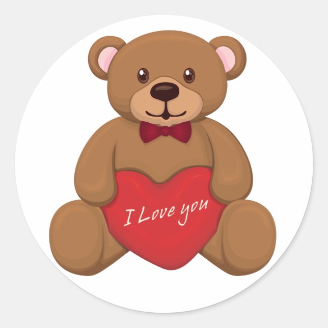 Sticker Rond Ours en peluche de Valentines (Devant)