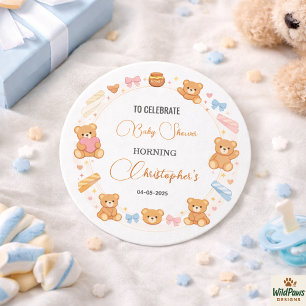 Sticker Rond Ours en peluche Filleul Joli Ours Bleu