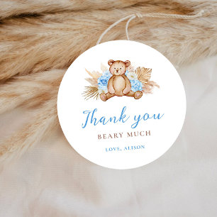 Sticker Rond Ours en peluche Herbe des Pampas Ours en peluche M