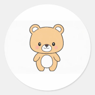 Sticker Rond Ours en peluche mignon