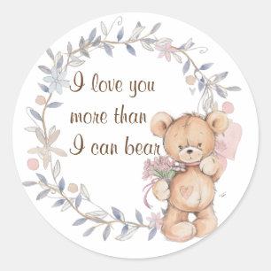 Sticker Rond Ours en peluche mignon Whimsical