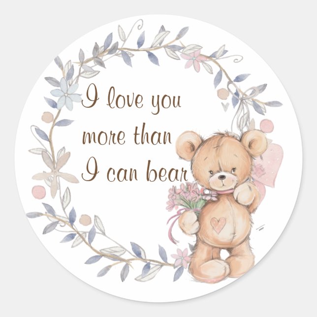 Sticker Rond Ours en peluche mignon Whimsical (Devant)