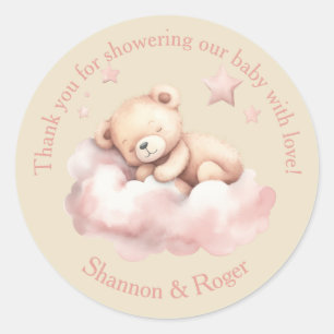 Sticker Rond Ours en peluche S'endormir sur un nuage Douche fav