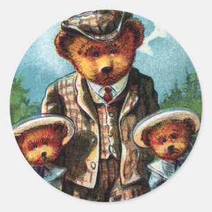 Sticker Rond Ours fier de papa - lettre P - ours de nounours