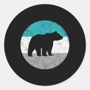 Sticker Rond Ours Grizzli Pour Ns