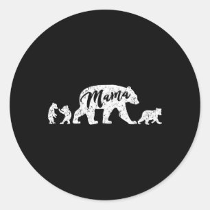 Sticker Rond Ours Mama Avec Trois Ours Cubes