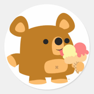 Sticker Rond Ours mignon de bande dessinée avec des boules :)
