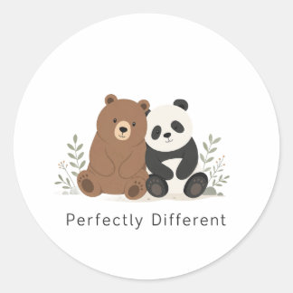 Sticker Rond  Ours Mignon & Panda Neurodiversité Inclusion 