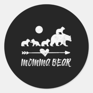 Sticker Rond Ours Momma Avec Quatre Ours Cubes