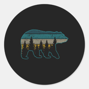 Sticker Rond Ours Nature Grizzli Brown Ours noir Randonnée Hunt