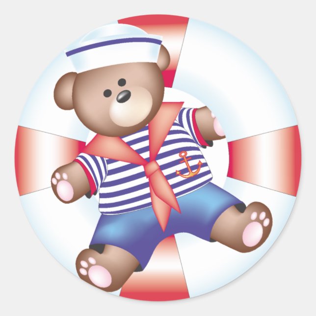 Sticker Rond ours nautique (Devant)