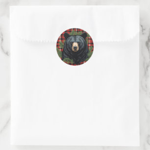 Sticker Rond Ours noir du Nord Majestic