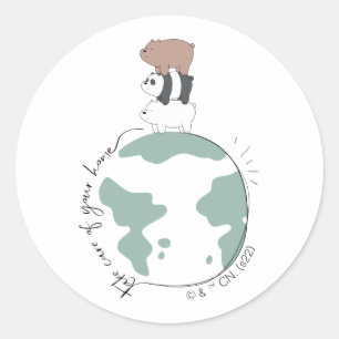 Sticker Rond Ours nus - Prenez soin de votre maison
