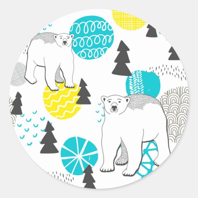 Sticker Rond Ours polaire (Devant)