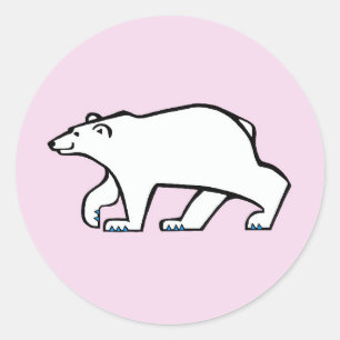 Sticker Rond OURS POLAIRE - Conservation - Rose arctique
