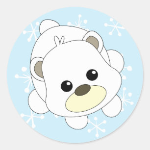 Sticker Rond Ours polaire Cutie