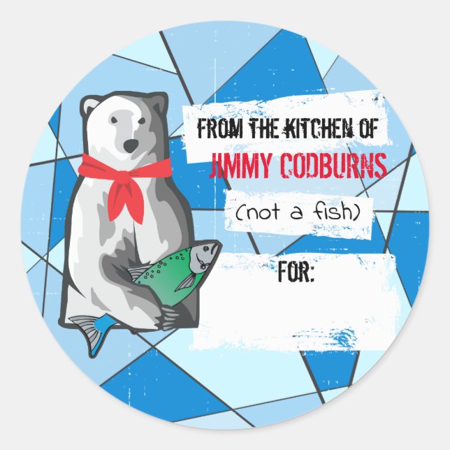 Sticker Rond Ours polaire Noël de la cuisine de à de (Devant)