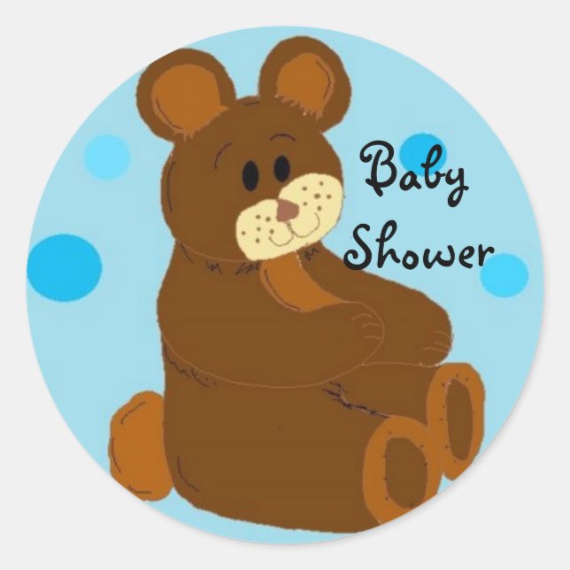 Sticker Rond Ours pour Baby Shower (Devant)