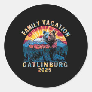 Sticker Rond Ours Souvenir Famille Vacances Tennessee Gatlinbur