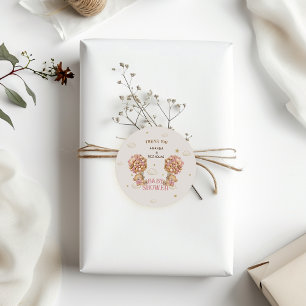Sticker Rond Ours Twins Fille Douche Rosée Blush Merci