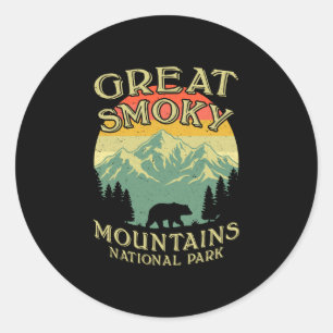 Sticker Rond Ours vintage du parc national des Great Smoky Moun