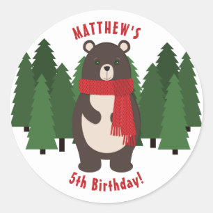 Sticker Rond Ours Woodsy