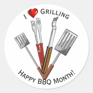 Sticker Rond Outils barbecue Gravure