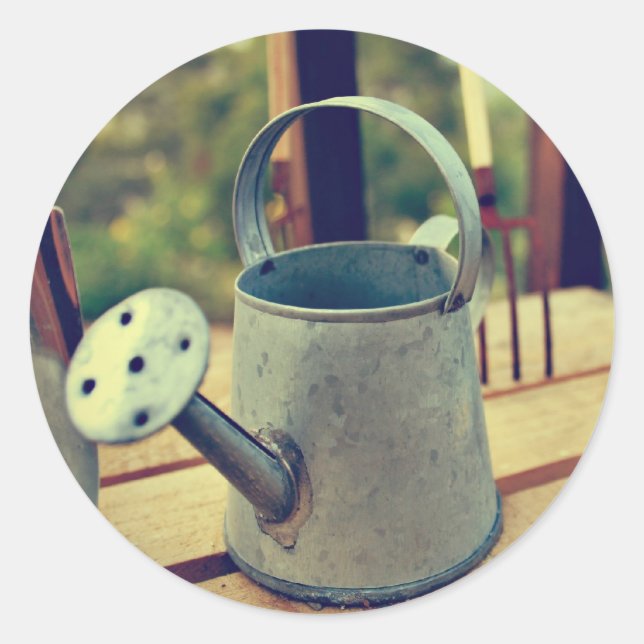 Sticker Rond Outils de jardinage (Devant)