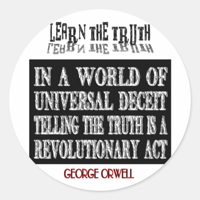 STICKER ROND OVAL ORWELL UNIVERSEL DECEIT (Devant)